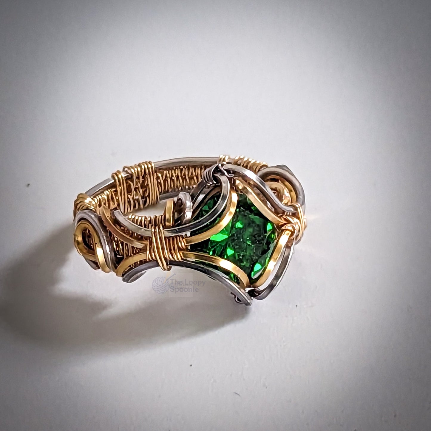 Green Onyx Eiley Ring- Silver & 14k Gold Fill