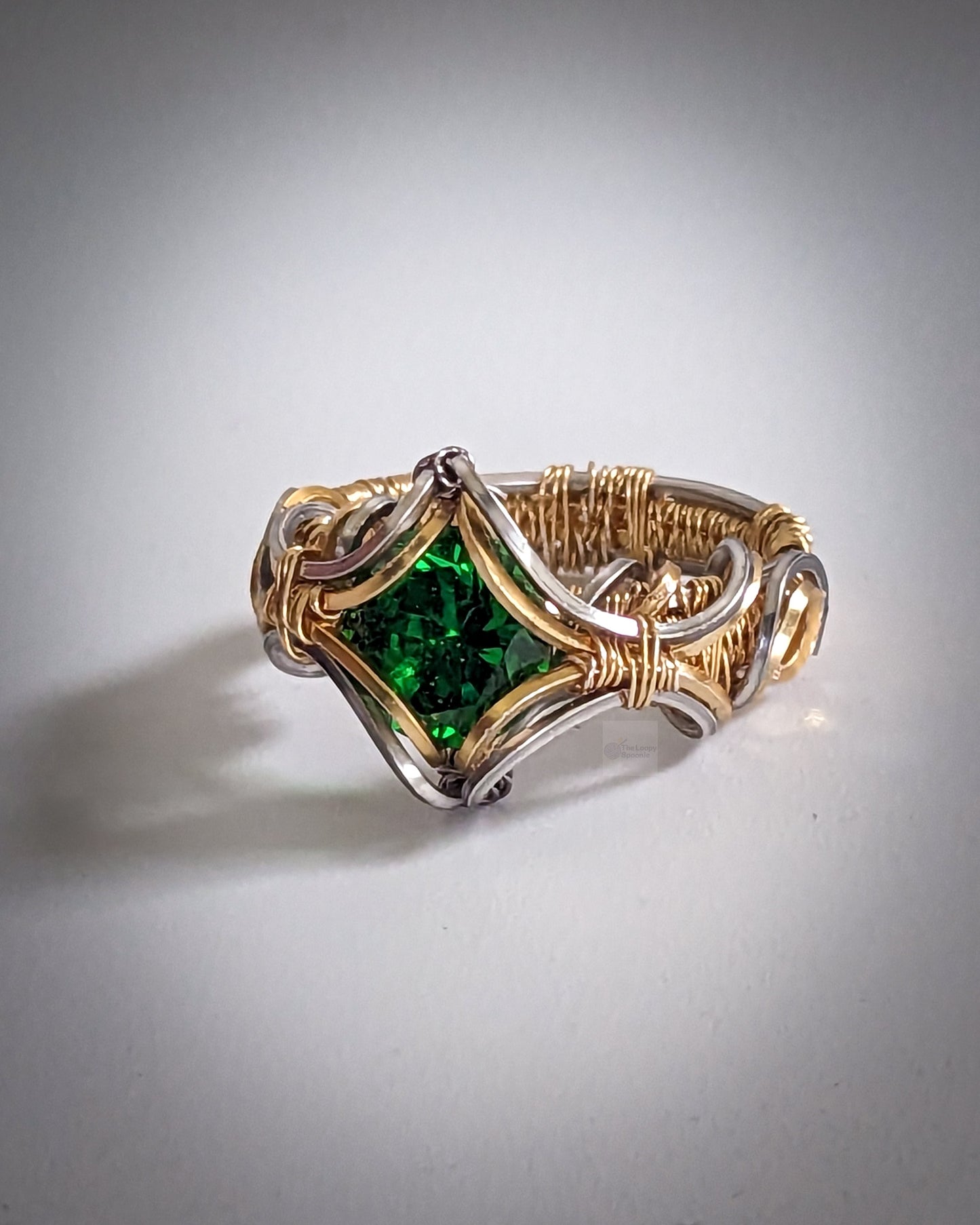 Green Onyx Eiley Ring- Silver & 14k Gold Fill