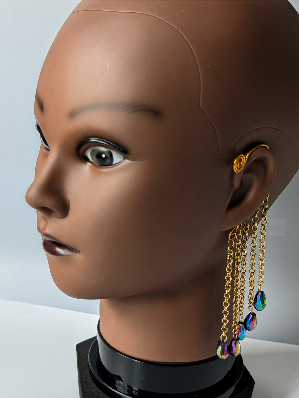 Aurora Chrome Beaded Chain Ear Cuffs