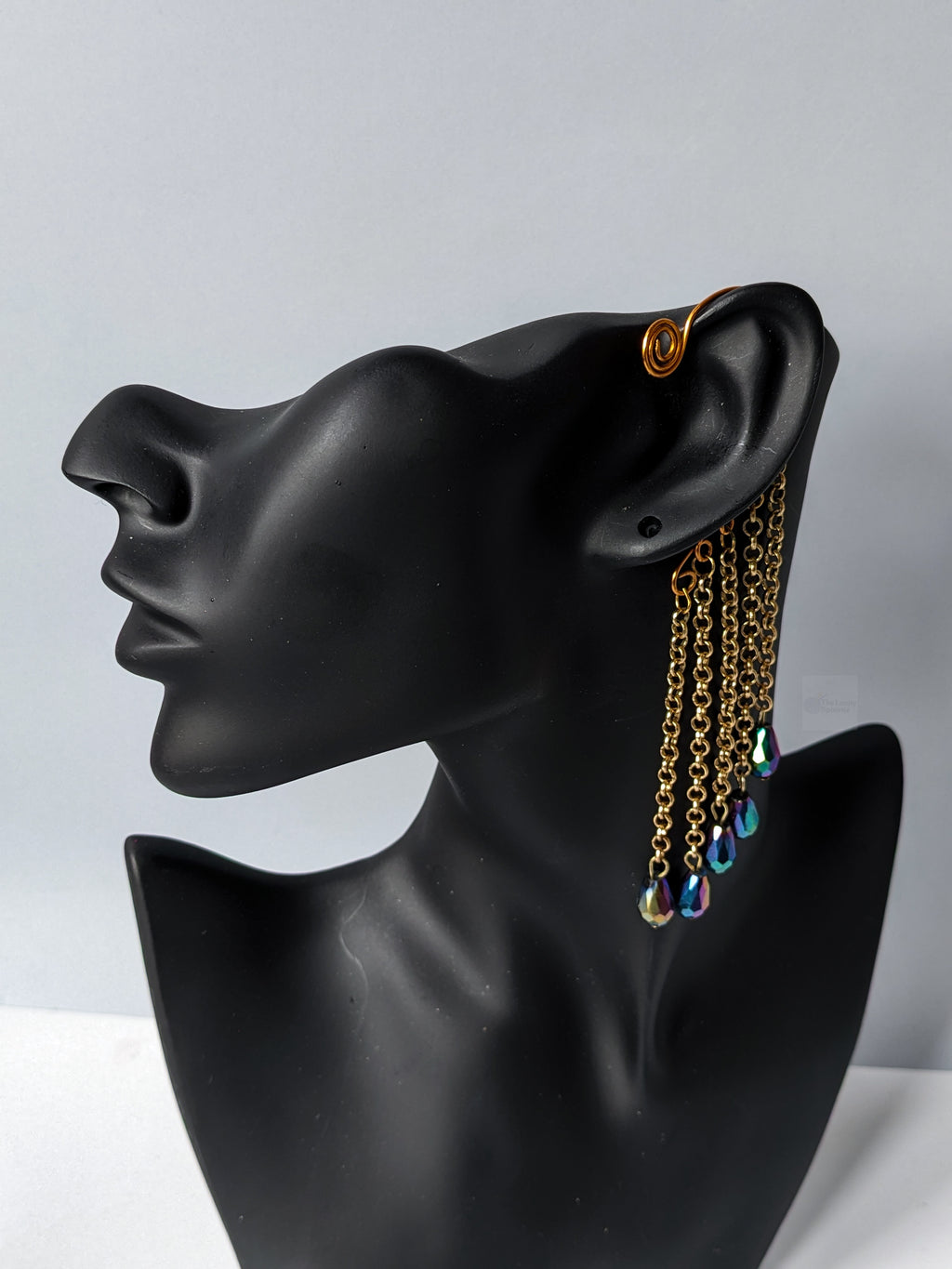 Aurora Chrome Beaded Chain Ear Cuffs
