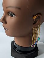 Aurora Chrome Beaded Chain Ear Cuffs