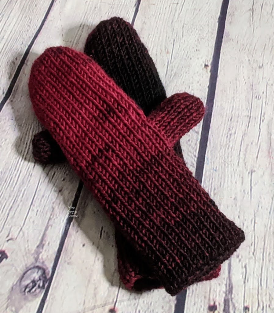 Cranberry & Black Winter Knit Set- Wool Blend