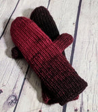 Cranberry & Black Winter Knit Set- Wool Blend