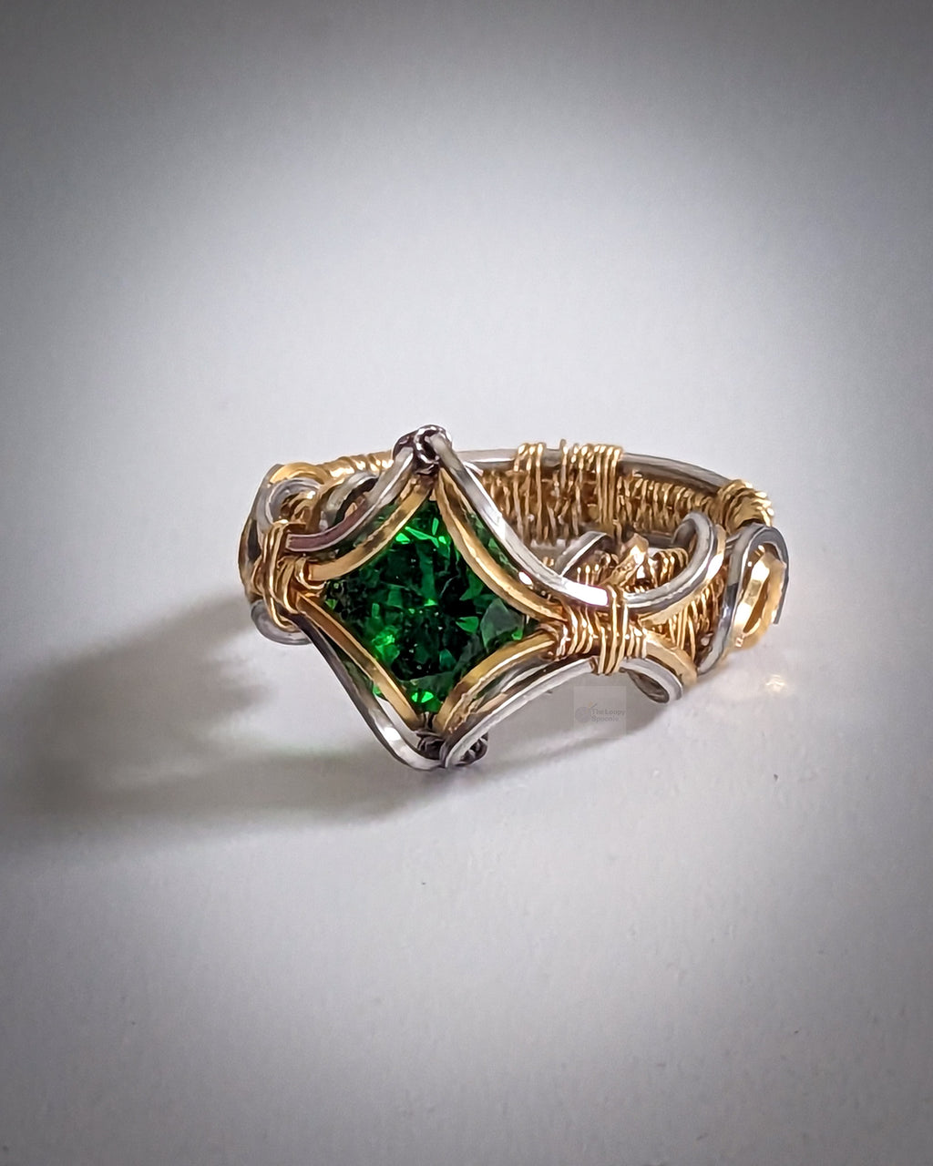 Green Onyx Eiley Ring- Silver & 14k Gold Fill