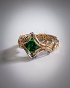 Green Onyx Eiley Ring- Silver & 14k Gold Fill